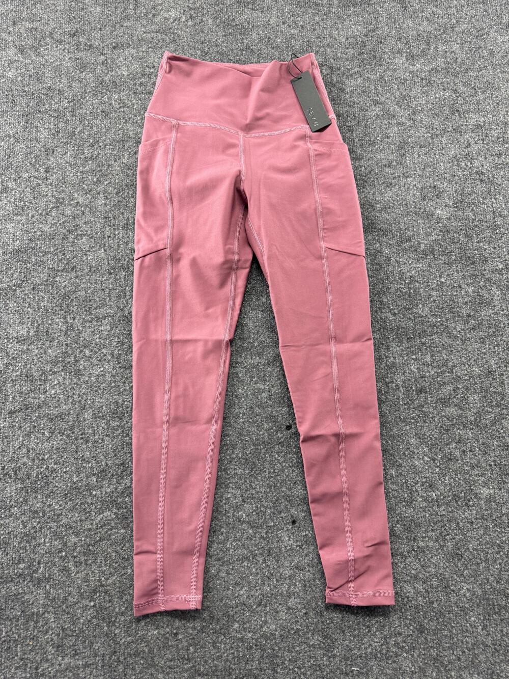 Savvi Leggings Womens XS Pink High Rise Ankle Pockets Yoga Gym Stretch Running